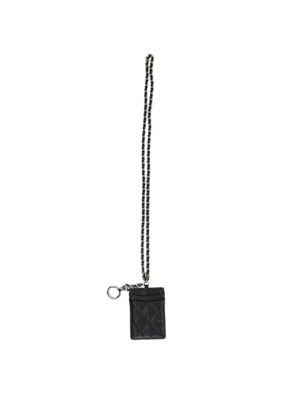 Chanel CC Logo Caviar Leather Neck Strap Card Case
